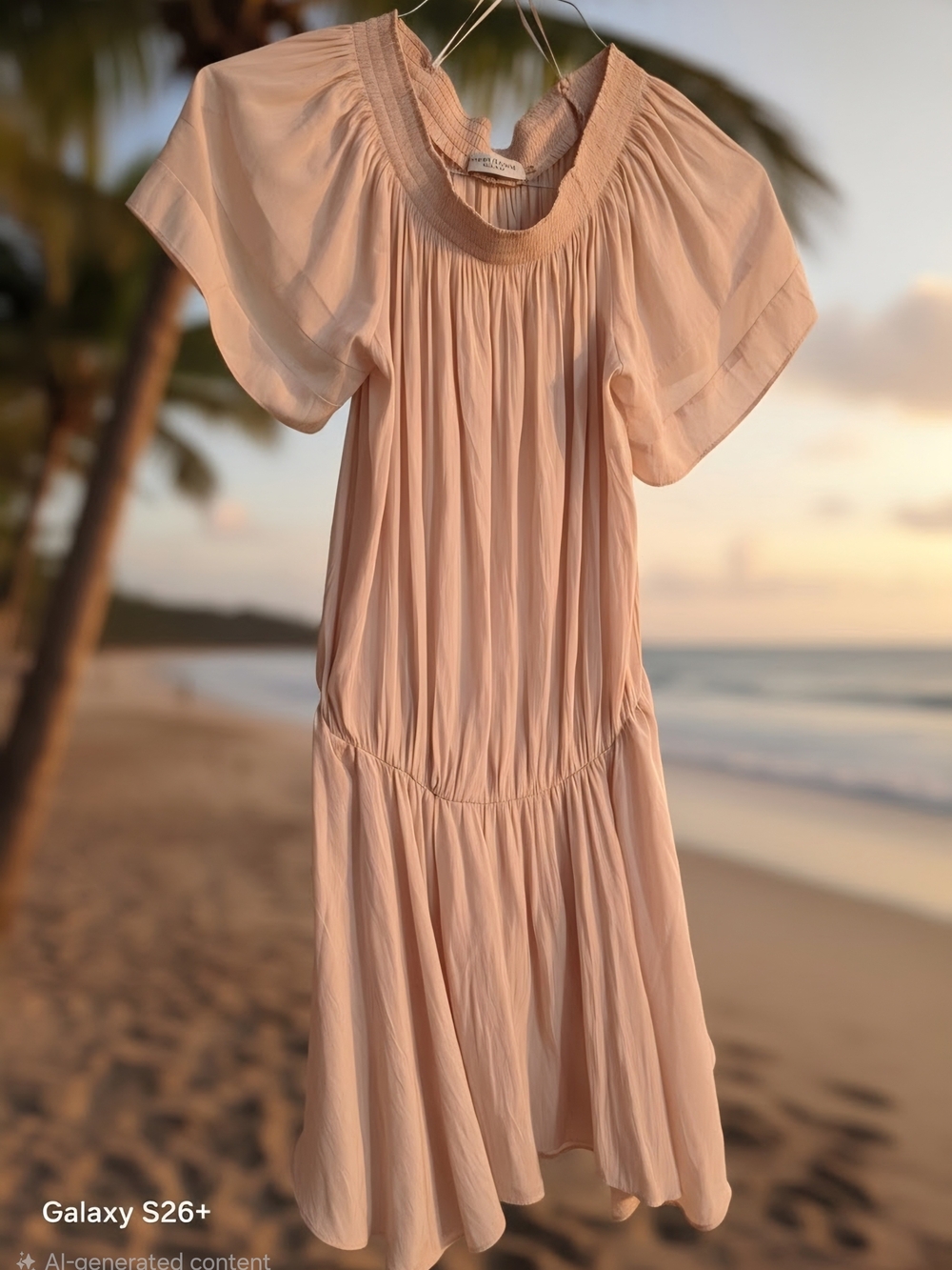Ramy Brook Blush Pink Flutter-Sleeve Mini Dress